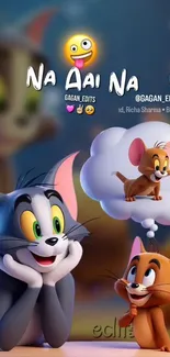 Tom and Jerry in a dreamy and playful cartoon scene.