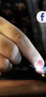 Fingertip gently touching smartphone screen with glowing light.