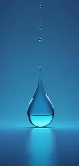 Minimalist blue water drop on gradient background wallpaper.