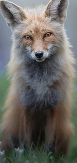 Serene fox in lush greenery wallpaper for mobile background.