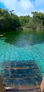 Serene lake with forest backdrop and turquoise water.