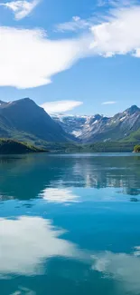 Beautiful view of a mountain lake with sky blue waters and distant hills.