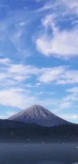 Tranquil mountain view with a vivid blue sky backdrop.