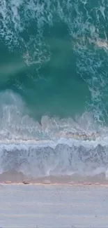 Ocean waves crashing gently on a sandy beach creating a calming ambiance.