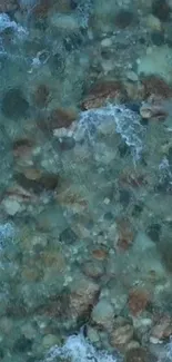 Aerial view of tranquil river flowing over stones.