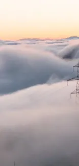 Mobile wallpaper of clouds with electrical tower.