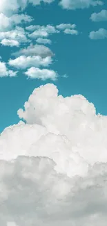 Mobile wallpaper of white clouds against a vibrant blue sky.