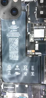 Transparent phone circuit design showing inner components.