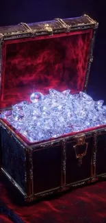 Treasure chest filled with sparkling gems.