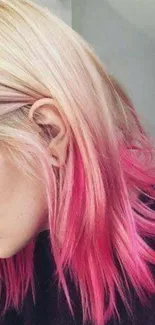 Blonde hair with vibrant pink tips, a stylish and trendy look for mobile wallpaper.