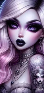 Gothic style anime art wallpaper with purple and black hues.