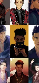 Collage of stylish male anime characters in diverse artistic styles.