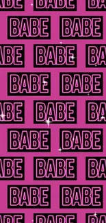 Bold pink wallpaper with 'Babe' text pattern.