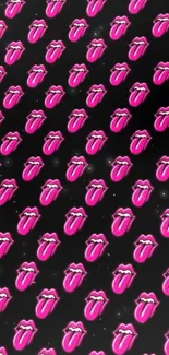 Mobile wallpaper with pink lips pattern on dark background.