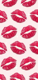 Trendy mobile wallpaper with pink lips pattern.