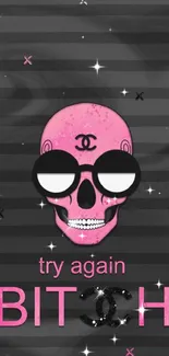 Vibrant pink skull wallpaper with a trendy look.