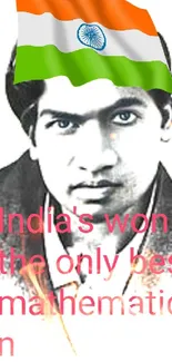 Indian mathematician with flag hat on mobile wallpaper.