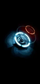 Futuristic neon rings on a dark background.