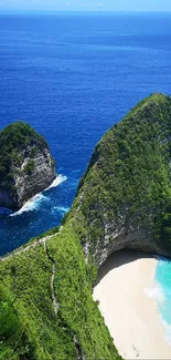 Tropical island view with cliffs and ocean for a stunning mobile wallpaper.