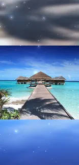 Stunning beach wallpaper with boardwalk and blue ocean.