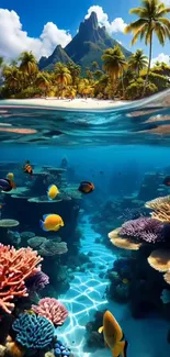 Stunning tropical island with coral reef.