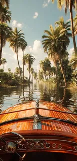 Vintage boat on a tropical river