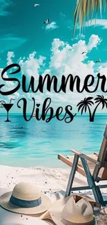 Tropical summer vibes wallpaper with beach and ocean.