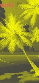 Vibrant yellow palm trees on a tropical island.