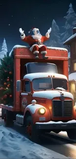 Truck Santa Claus Winter Live Wallpaper