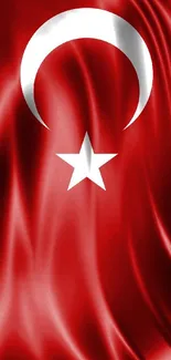 Turkish flag with red background, crescent, and star.