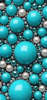 Turquoise and pearl bead pattern wallpaper.