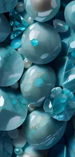 Turquoise gemstones with intricate textures for a stunning mobile wallpaper.