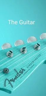 Aqua Fender guitar headstock on mobile wallpaper.