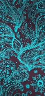 Turquoise paisley mobile wallpaper with intricate floral patterns.