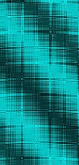 Turquoise plaid pattern wallpaper for phones.