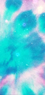 Turquoise and pink tie-dye phone wallpaper.