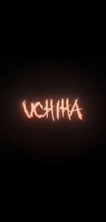 Uchiha themed wallpaper with glowing text.