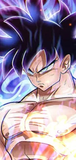 Ultra Instinct Goku with vibrant aura wallpaper