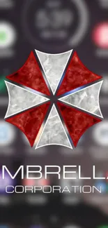 Umbrella Corporation logo on dark-themed mobile wallpaper.