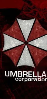 Dynamic Umbrella Corporation logo wallpaper in red and white.