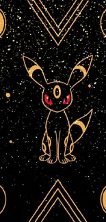 Umbreon Pokémon wallpaper with golden pattern on black background.