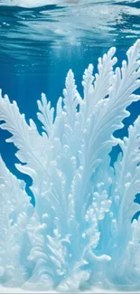 White coral in a vibrant blue ocean.