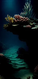 Mystical underwater coral reef with vibrant marine life.