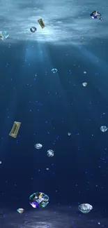 Underwater gems wallpaper featuring blue hues and light rays.