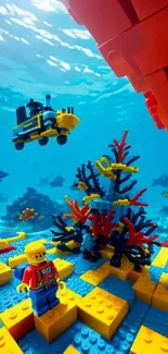 LEGO underwater scene with vibrant colors and a mini-submarine.