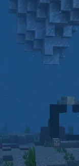 Underwater Minecraft game scene with pixel blocks.