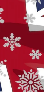 Union Jack wallpaper with snowflakes.