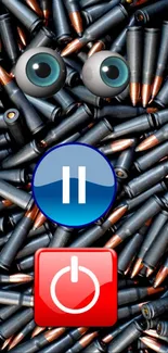 Creative bullet face wallpaper with vibrant buttons.