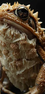 Close-up of textured frog with unique details.