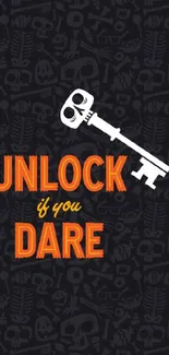 Unlock If You Dare wallpaper with spooky key design.